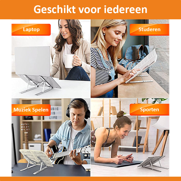 DutchOne - Laptop Standaard Verstelbaar Universeel Zwart - Laptop houder - Laptopsteun - Laptophouder - Ergonomisch - Aluminium - t/m 17 inch