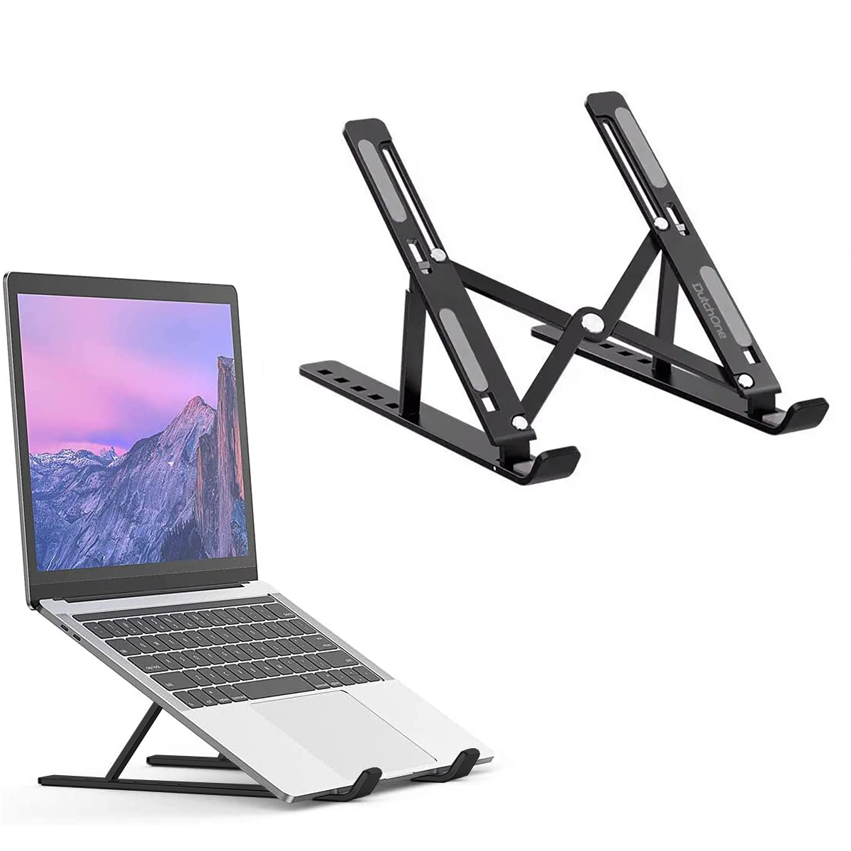 DutchOne - Laptop Standaard Verstelbaar Universeel Zwart - Laptop houder - Laptopsteun - Laptophouder - Ergonomisch - Aluminium - t/m 17 inch